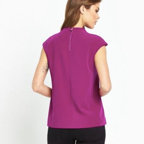 Ted Baker bright pink sleeveless v-neck high low top size 3 (medium/large) - Picture 7 of 8